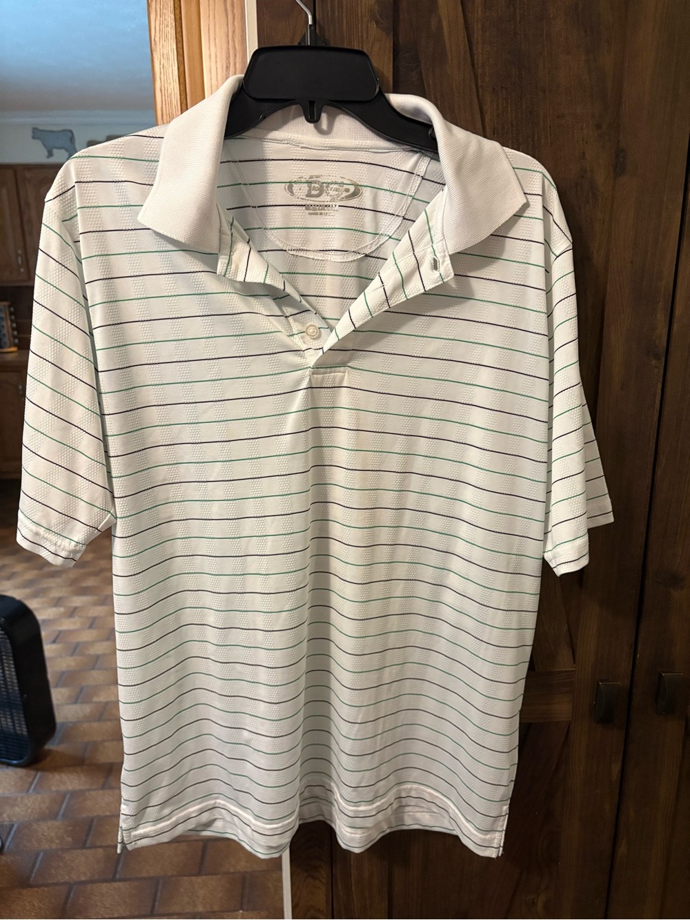 Men's White Striped Polo Shirt